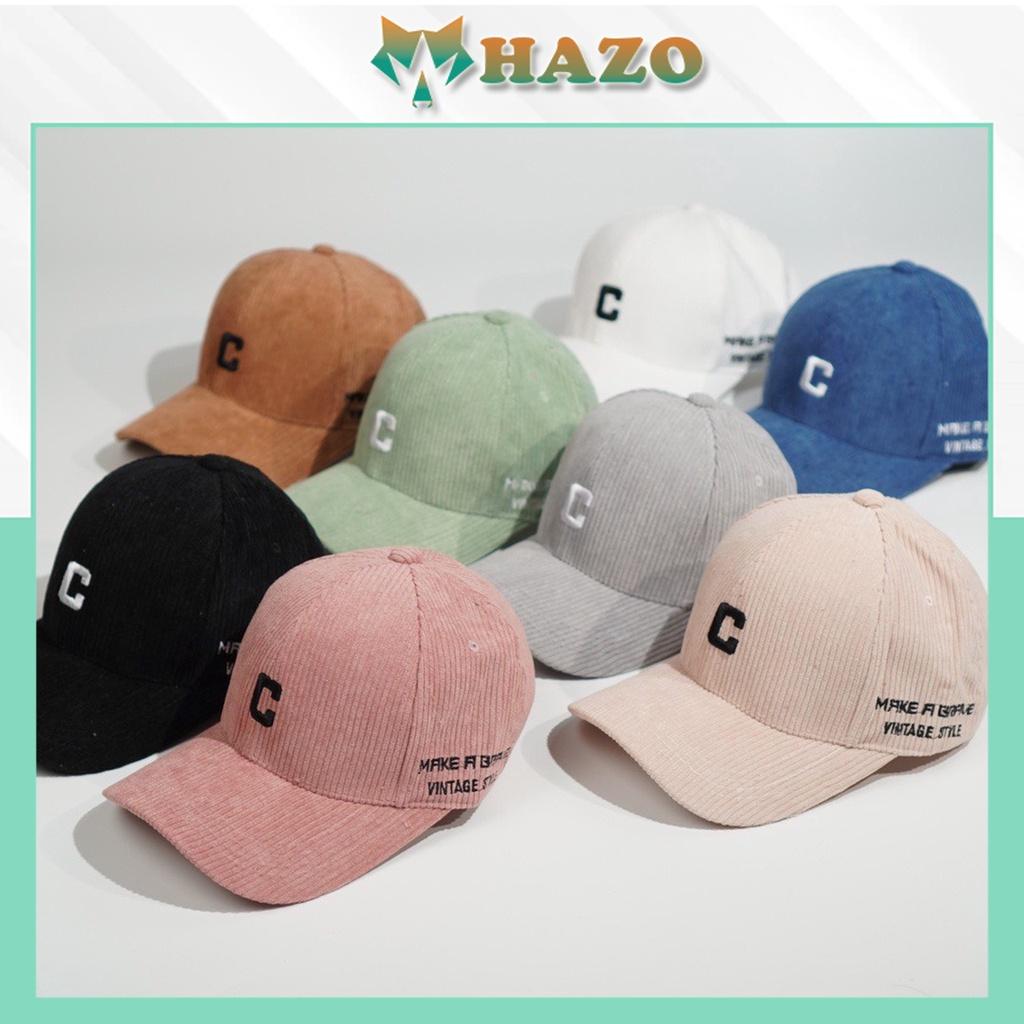 Mũ Lưỡi Trai Nón Kết Nhung Kaki Cao Cấp Thêu Chữ C Vintage Style 416 Phong Cách Ulzzang Form Unisex Nam Nữ