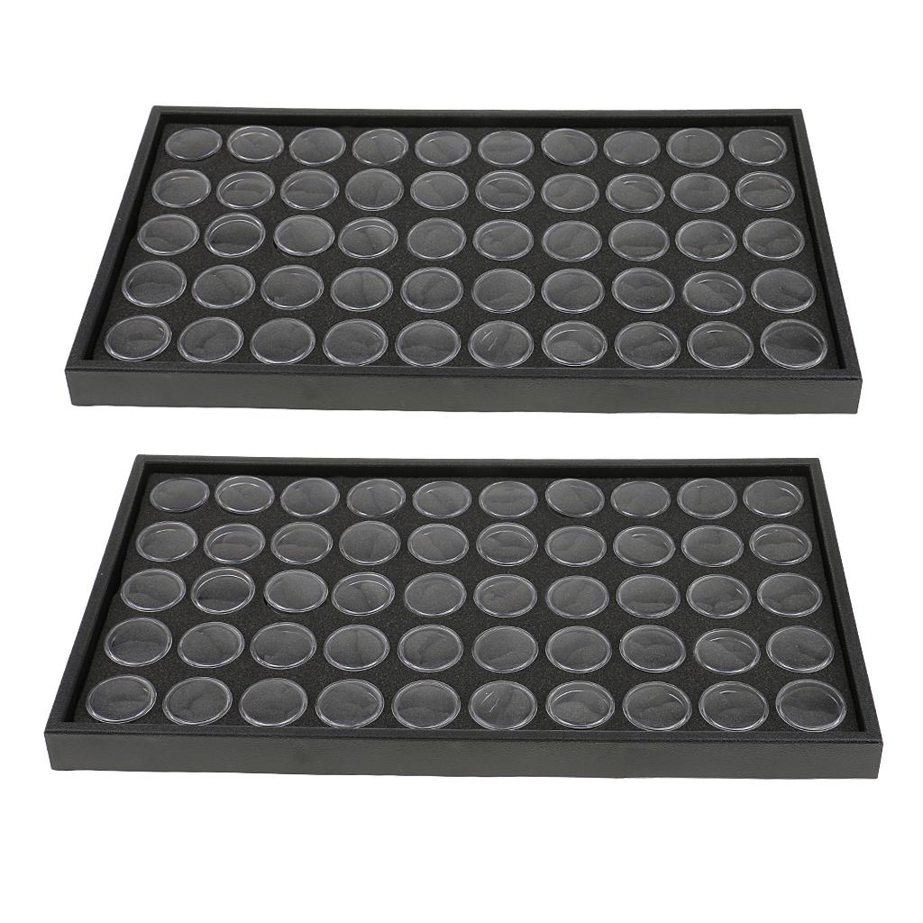50 Grids Empty Nail Glitter Dust Powder Jewelry Display Box Case Holder 2pcs