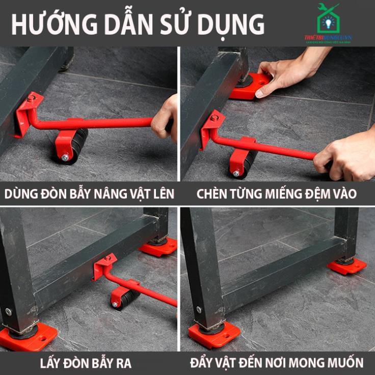 Dụng Cụ Nâng Di Chuyển Vật Nặng Đồ Đạc Thông Minh Bằng Bộ Con Lăn Hỗ Trợ