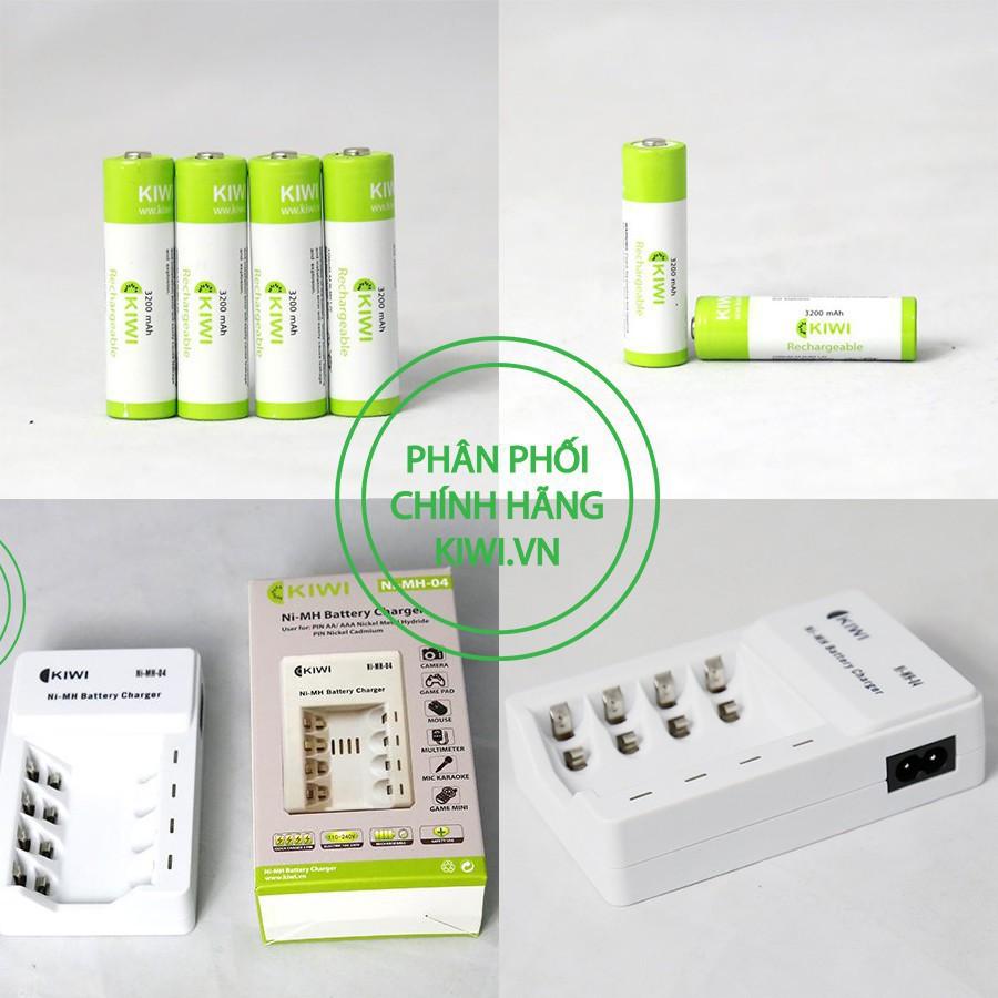 Combo 4 pin sạc AA và dock sạc pin Kiwi 4 cổng