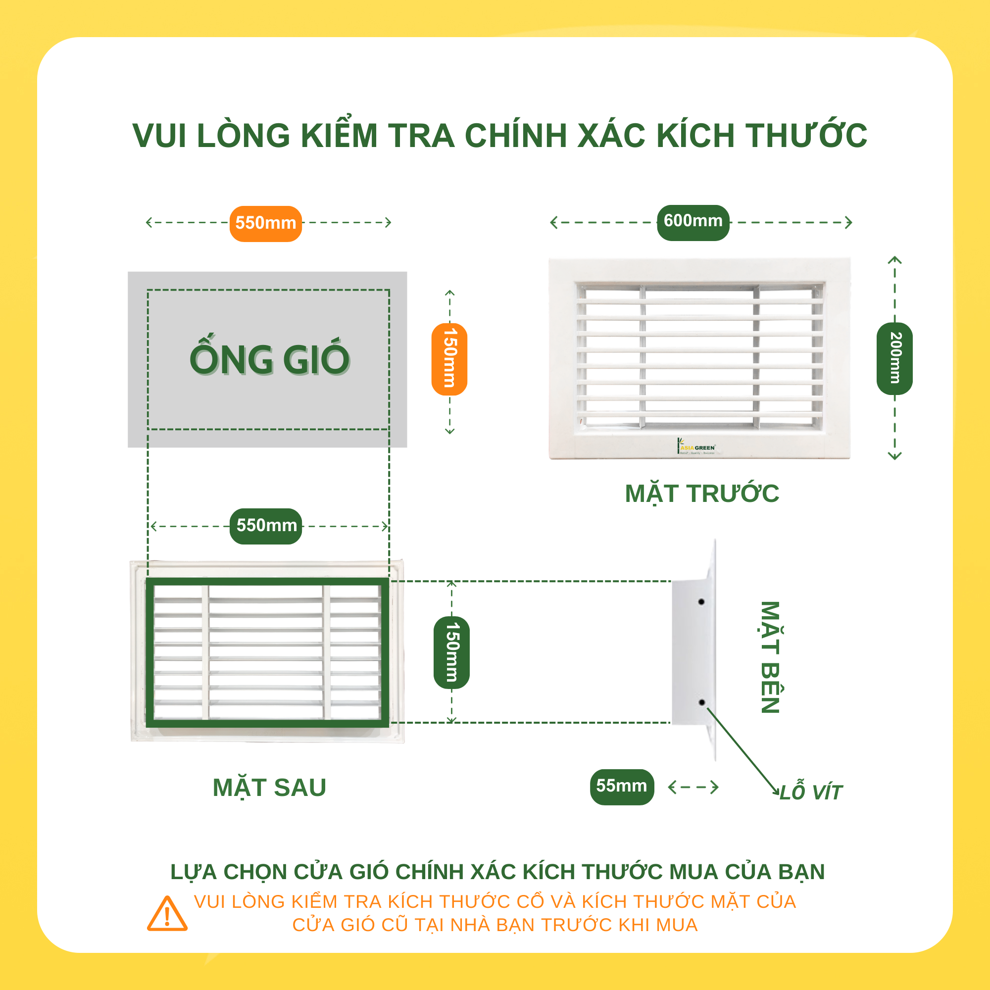 Cửa Gió Nan T, Điều Hòa Không Khí, Hợp Kim Nhôm, Asia Green, Cho Dự Án, Nhà Ở ( Giá bao gồm VAT)