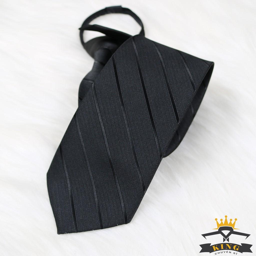 Cà Vạt Đen KING Thắt Sẵn Bản Nhỏ, Công Sở