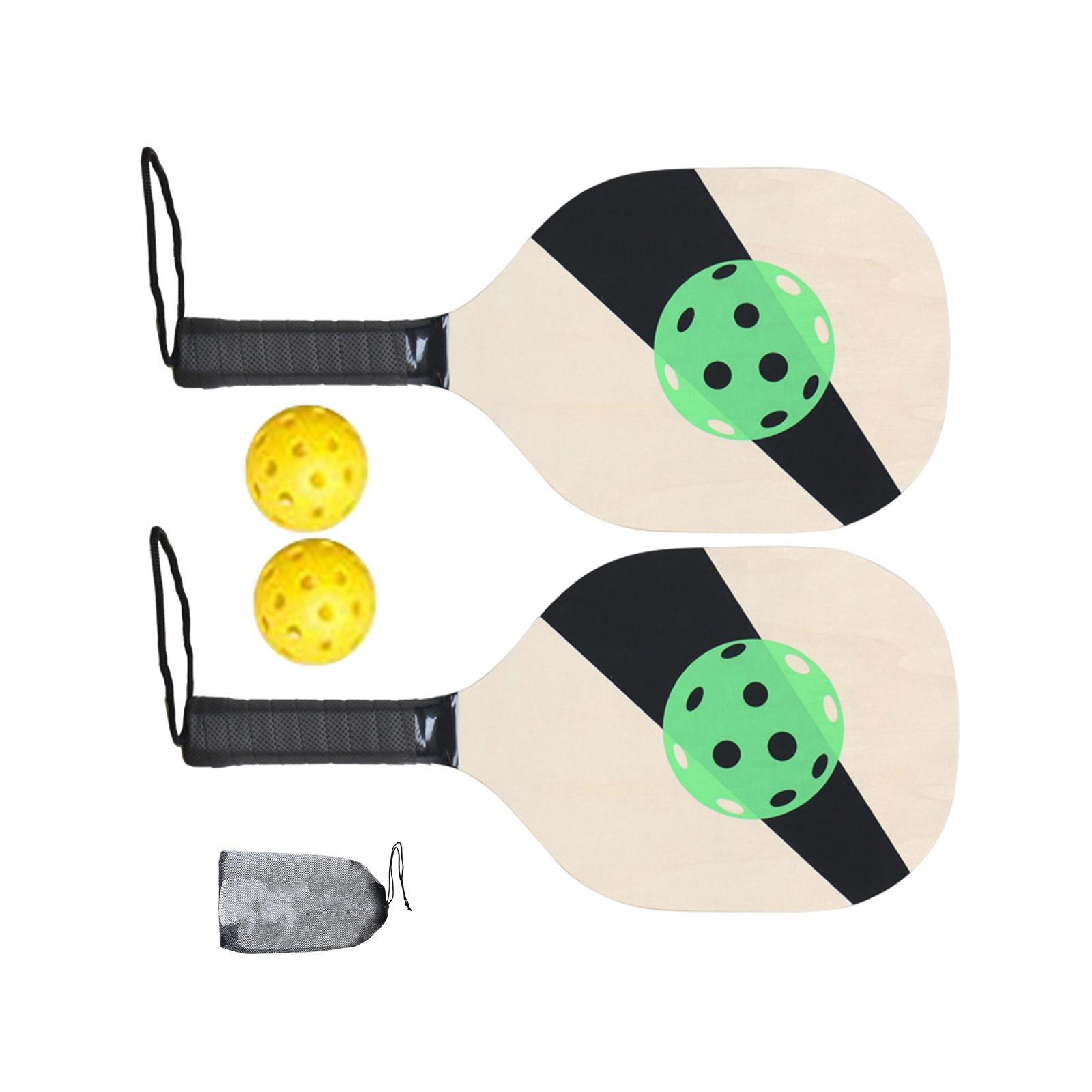 Pickleball Wood Paddle Set Beginner Racket Durable 2 Paddles 2 Pickle Balls