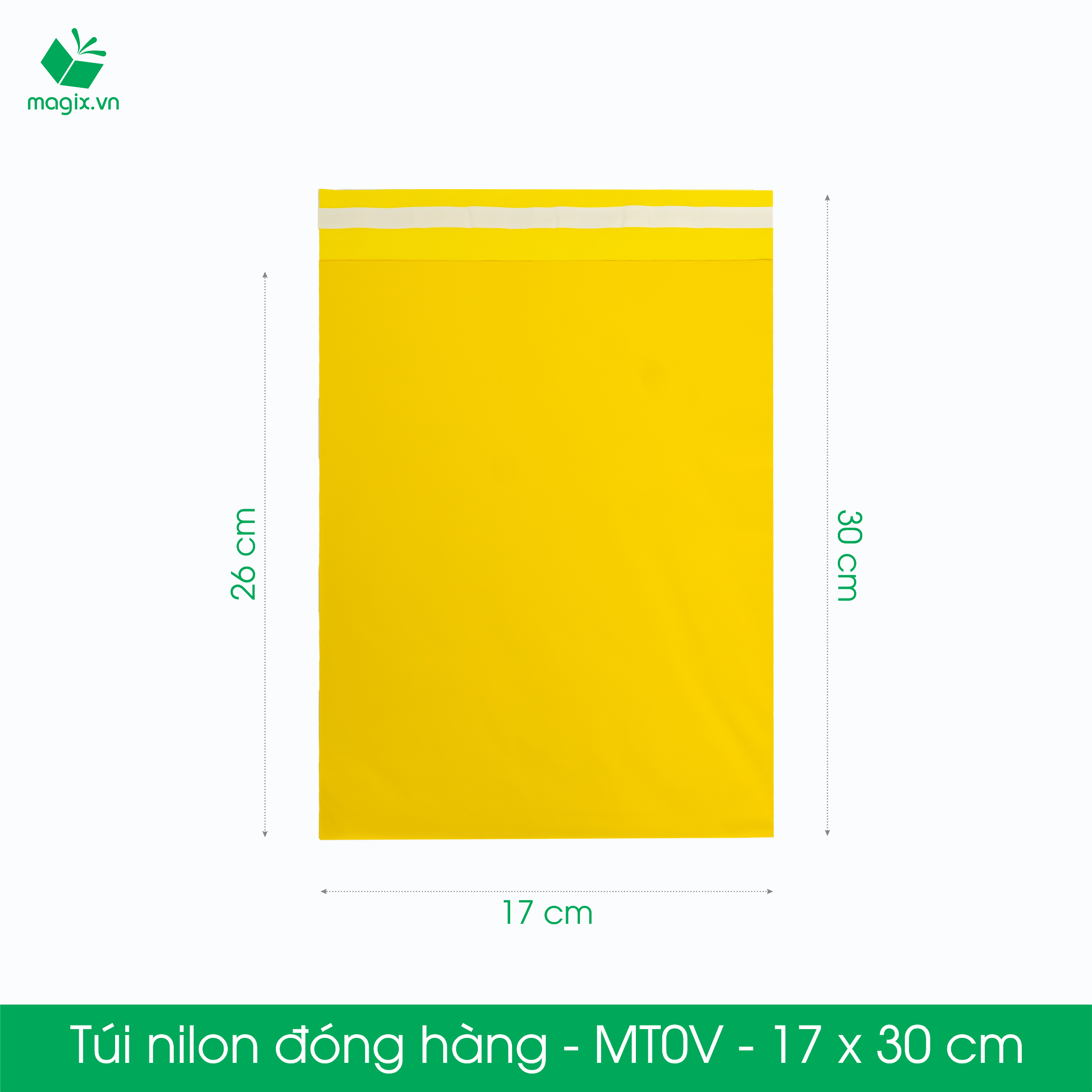 MT0V - 17x30 cm - Túi nilon gói hàng - 100 túi niêm phong đóng hàng màu vàng