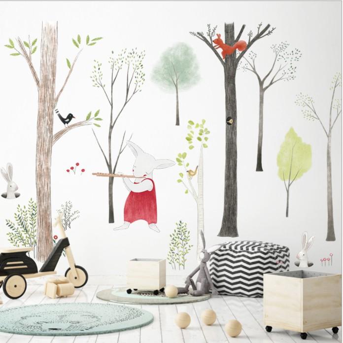 Decal dán tường trang trí - RỪNG CÂY TUỔI THƠ CHO BÉ YÊU HIỆN ĐẠI