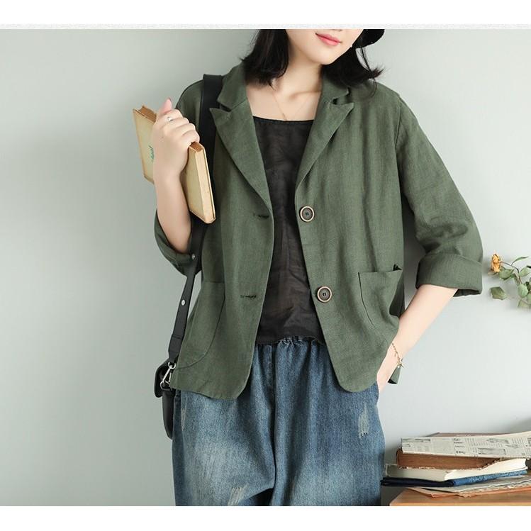 Áo vest Blazer Linen nữ 1 lớp, chất vải linen mềm mại, thời trang thu đông