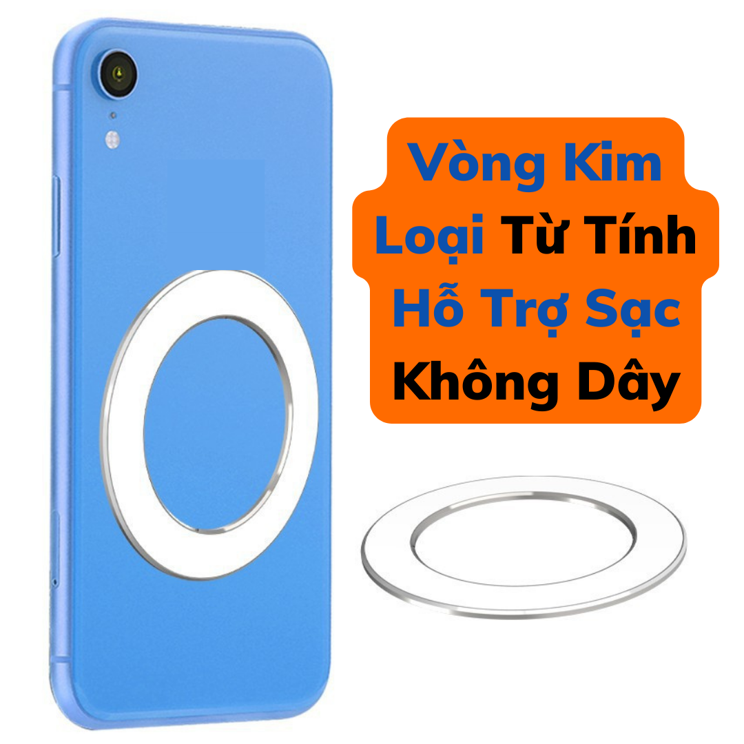 Vòng Từ Tính Kim Loại Dán Lưng Điện Thoại IP 8 Trở Lên - Vòng Nam Châm Sạc Không Dây