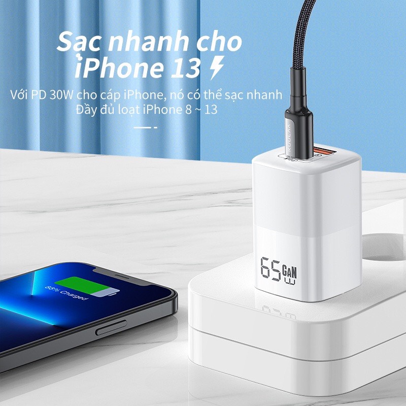 Cốc Sạc Nhanh Kuulaa GaN 65W - Công Nghệ Quick Charge 4.0, PowerDelivery 3.0 - Sạc Nhanh Cho Mac book, IPhone, Samsung, Android - Hàng Chính Hãng