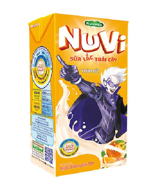 Thùng sữa Nuvi sữa lắc trái cây hương cam 180ml NutiFood (thùng 48 hộp)