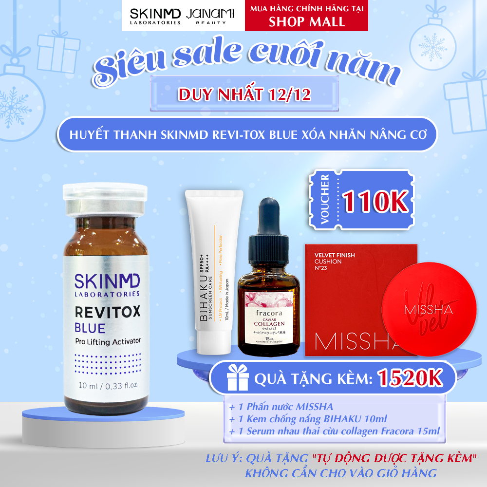 Huyết thanh xóa nhăn nâng cơ SKINMD REVI-TOX BLUE Pro-Lifting Activator Hộp 5 lọ x 10ml/lọ Phục hồi cấu trúc da, kích thích trẻ hóa tế bào và căng bóng