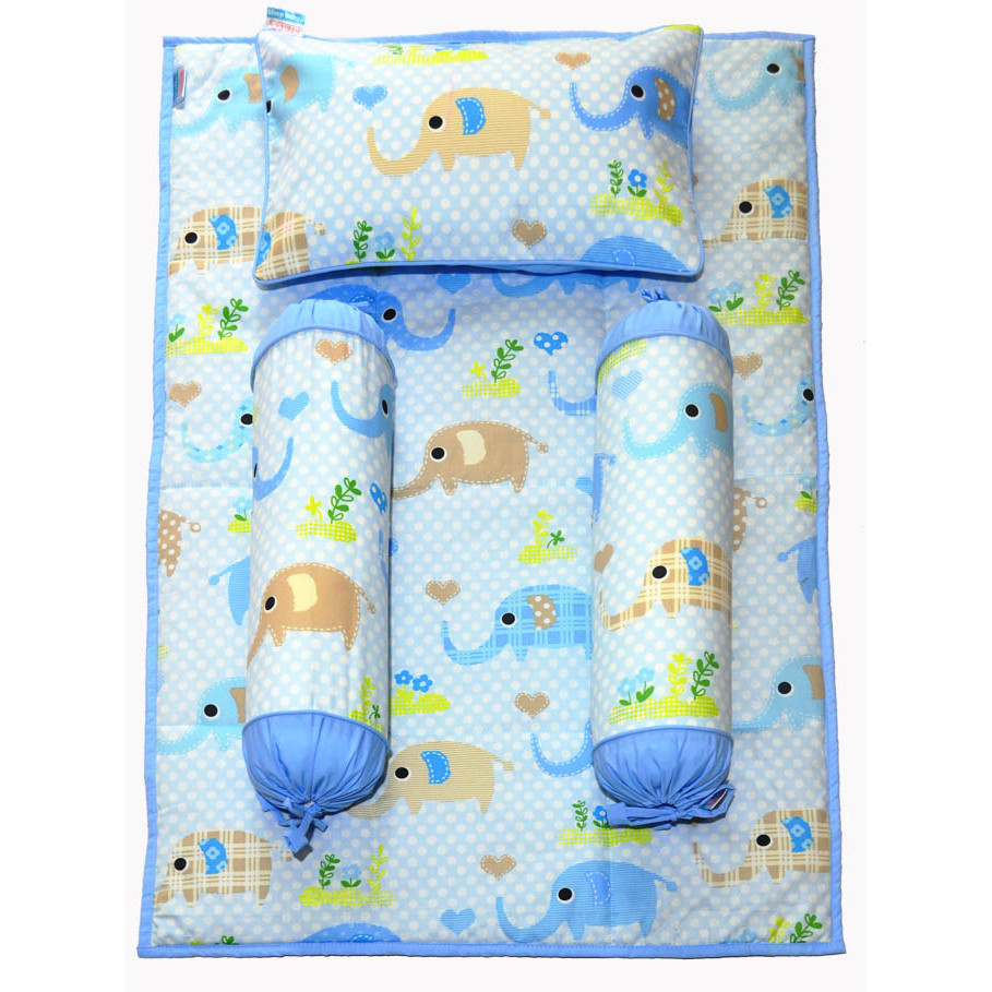 Bộ 4 Món Ga Gối Cho Bé Sleep Baby Blue Elephant - F202