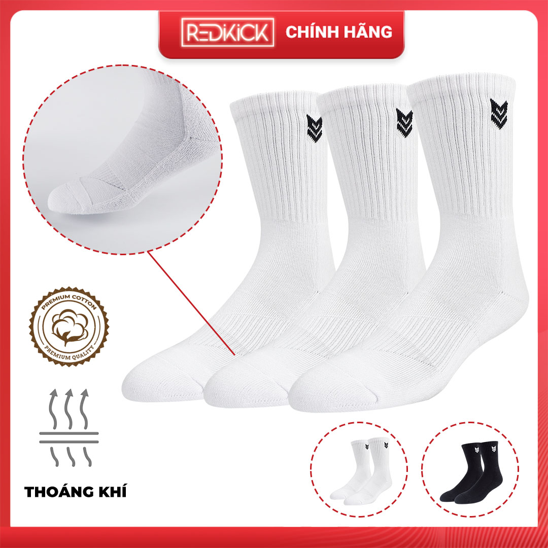 Combo 3 đôi Tất Redikick Cổ cao R365 Sợi Cotton Cao Cấp Vớ Nam Nữ Unisex có đệm Cushion Chống hôi chân, Thoáng khí, Thấm mồ hôi phù hợp chơi Bóng Rổ Bóng đá Bóng Chuyền Tennis Chạy Bộ Đá banh- Hàng Chính Hãng