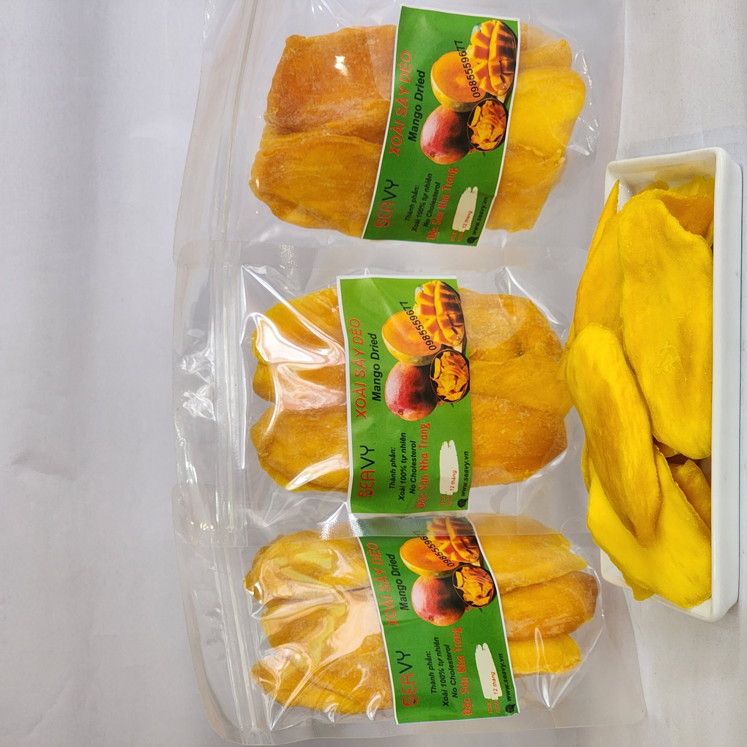 Đặc Sản Nha Trang -Xoài Sấy Dẻo Nguyên Chất Chua Chua Ngọt Ngọt Không Xơ Không Cứng, Seavy Gói 500gr