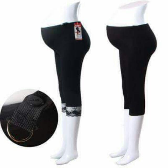 Quần Legging Lửng Dành Cho Bà Bầu Gấu Quần Phối Ren
