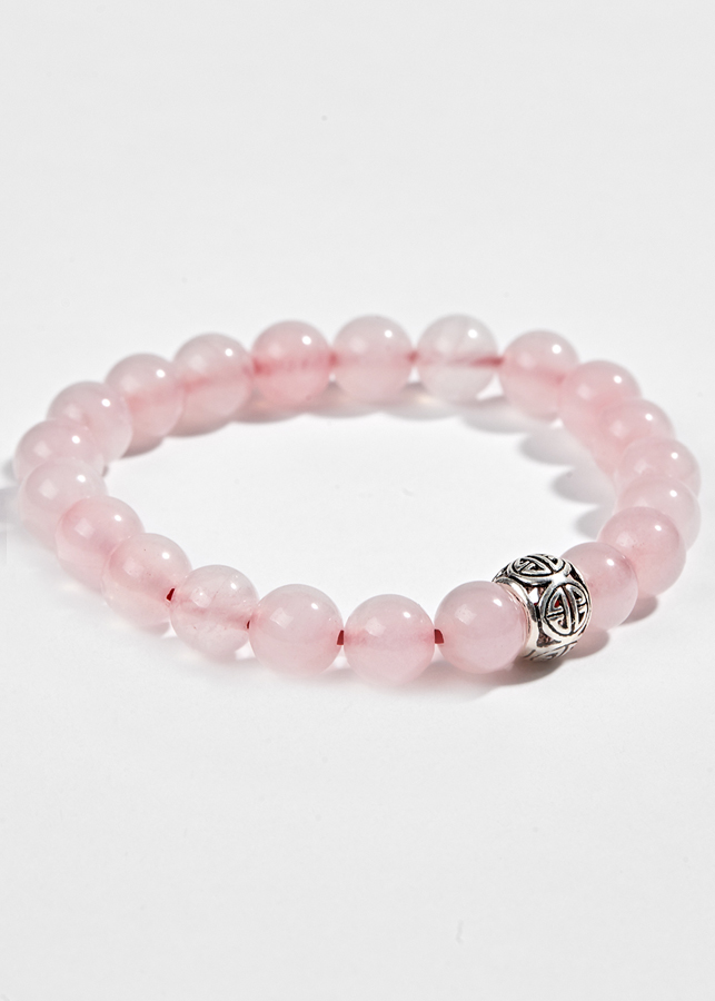 Vòng thạch anh hồng Phối Charm bạc Ngọc Quý Gemstones