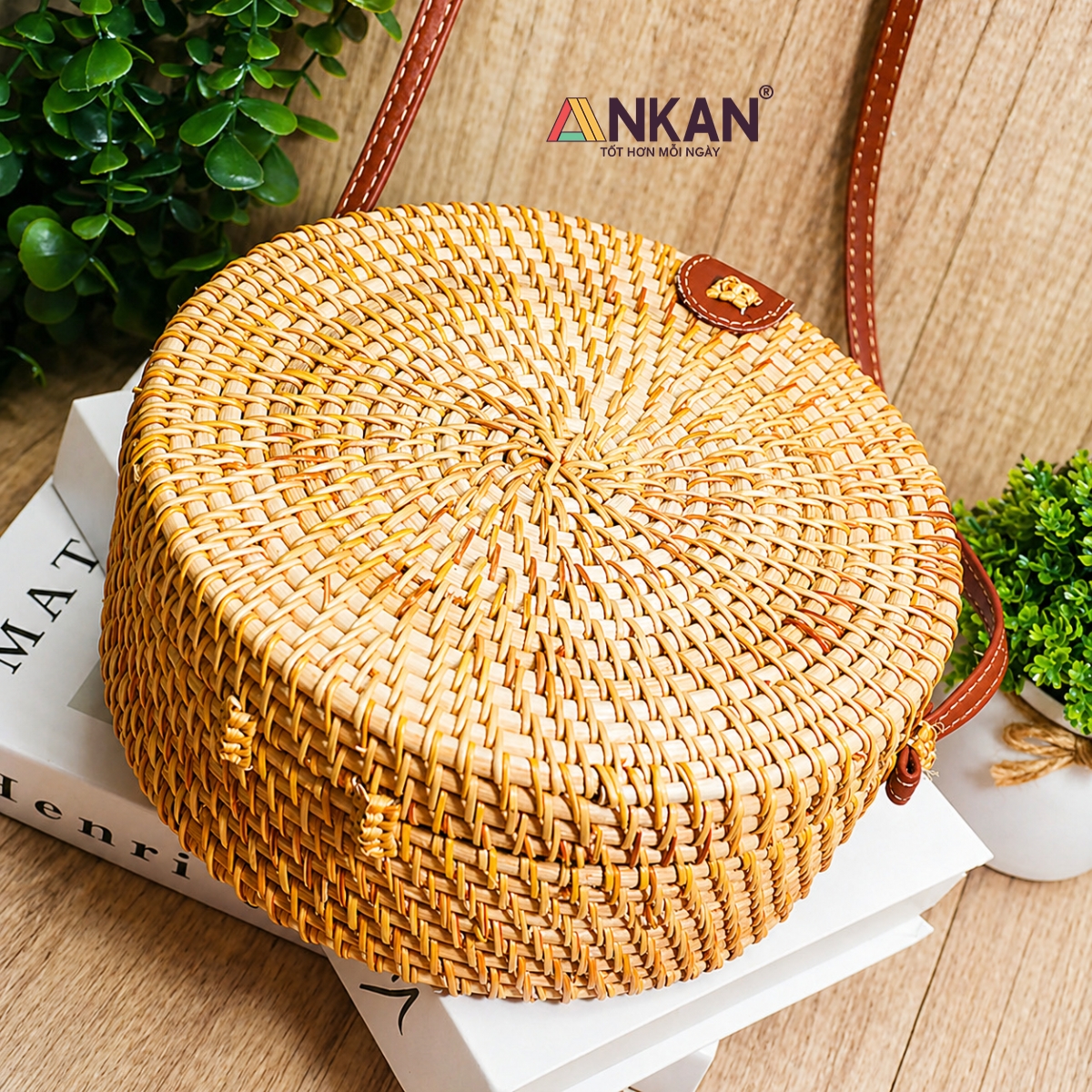 Túi Mây Thời Trang Có Dây Đeo – Túi Mây Vintage Handmade, Túi Mây Đeo Chéo Đi Biển, Picnic, Dạo Phố