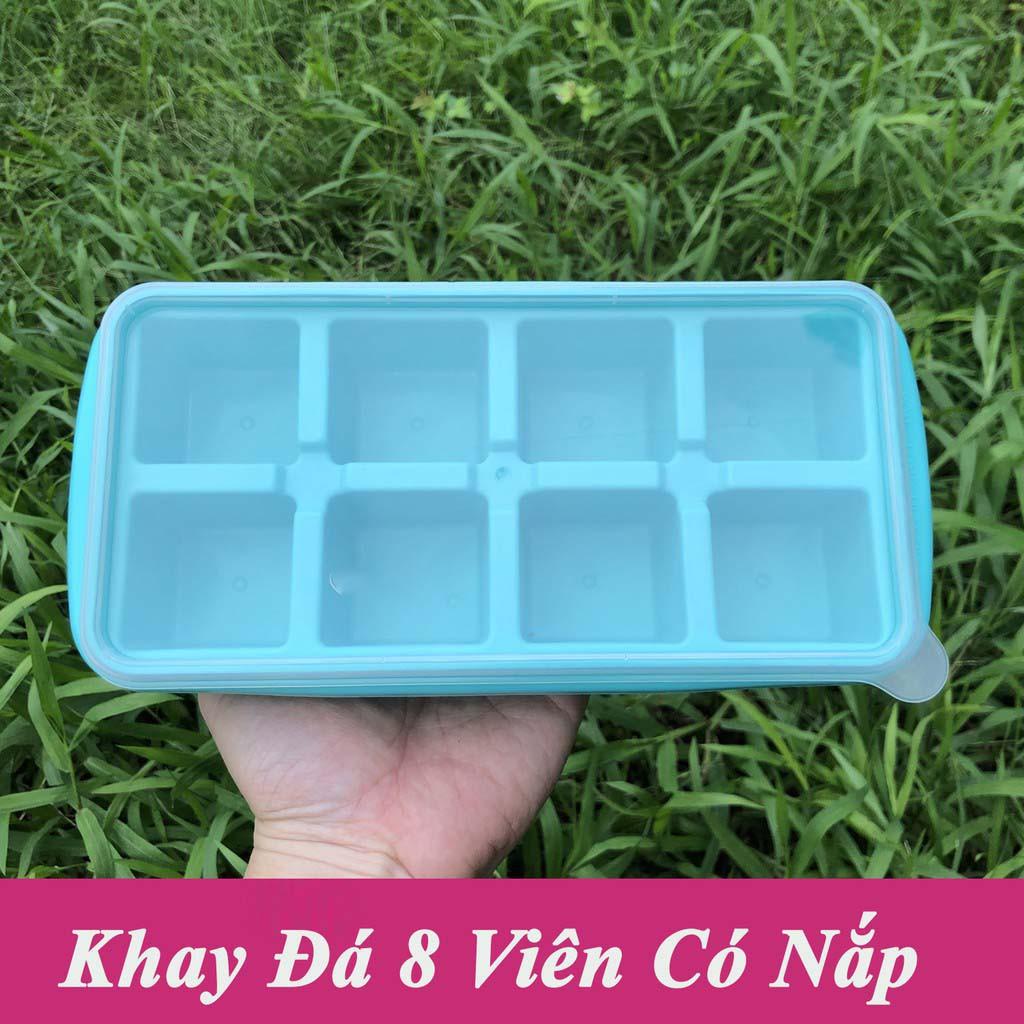 Khay Làm Đá Viên To, Viên Nhỏ Bằng Nhựa Có Nắp và Không Nắp