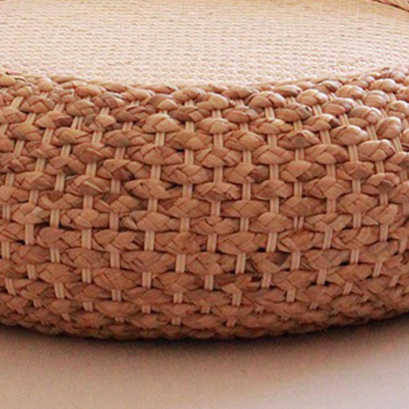 Woven Straw Cushion Tatami Floor Pillow Pouf for Office Garden