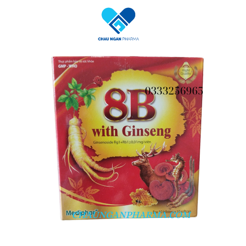 Nhân sâm 8B With Ginseng giúp ăn ngủ ngon, phục hồi cơ thể Hộp 100 viên