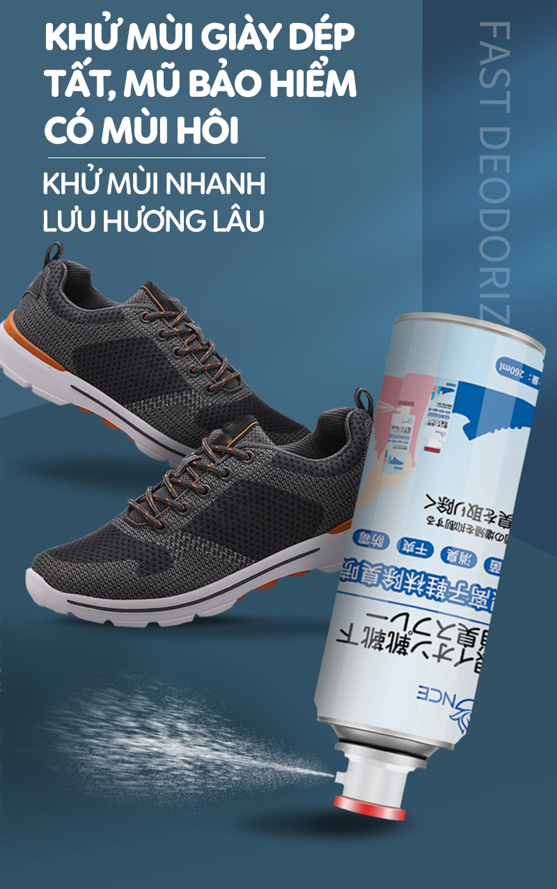 Chai xịt khử mùi giày dép William Weir 260ml, khử mùi hôi, vi khuẩn gây hại, bảo vệ giày dép