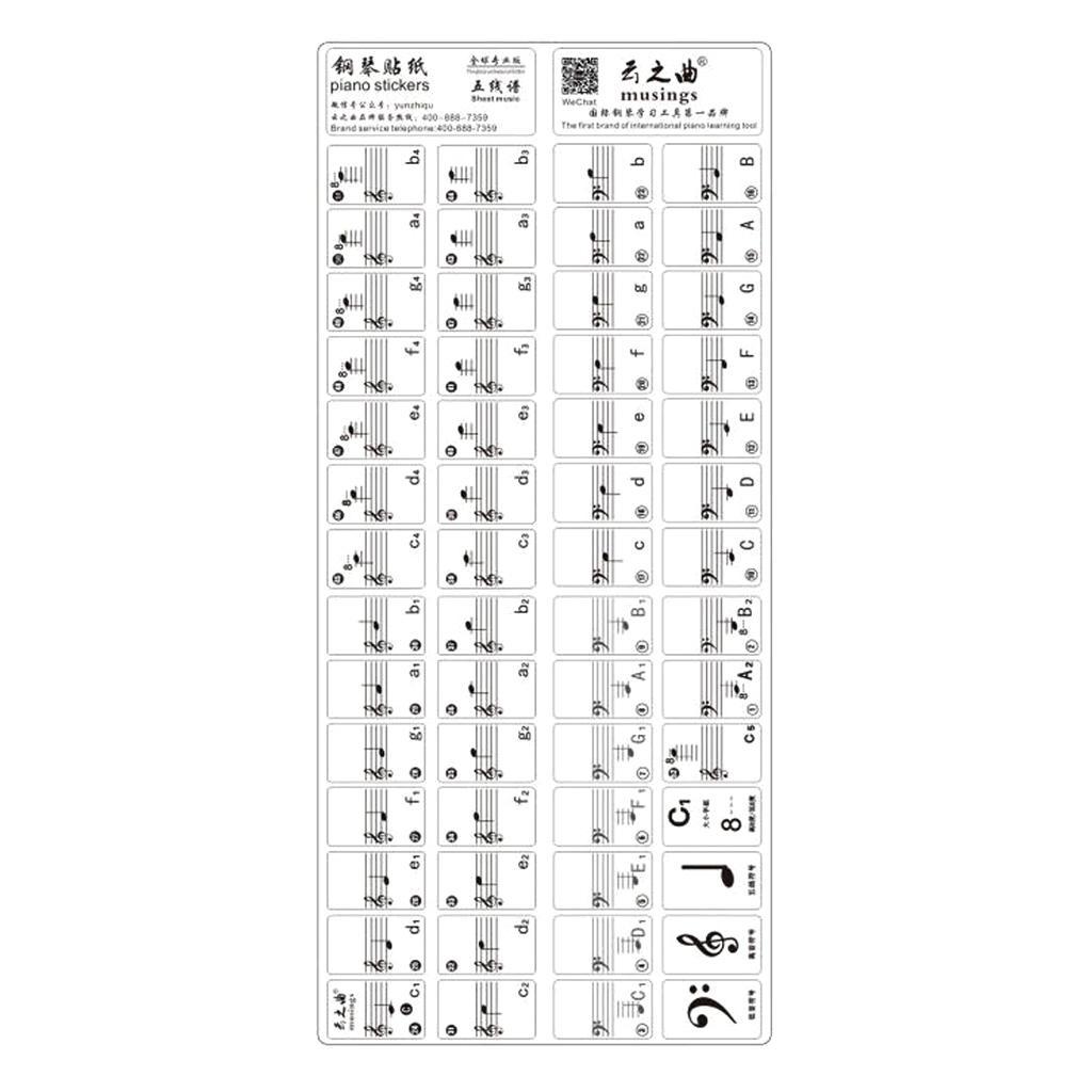 Transparent 49 61 Key Electronic Keyboard 88 Key Piano Stave Note Sticker