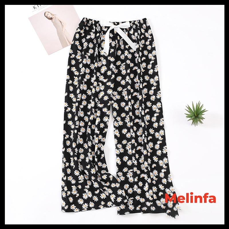 Quần dài suông ống rộng mặc nhà mùa hè chất vải cotton lụa thoáng mát thoải mái mã Q0271