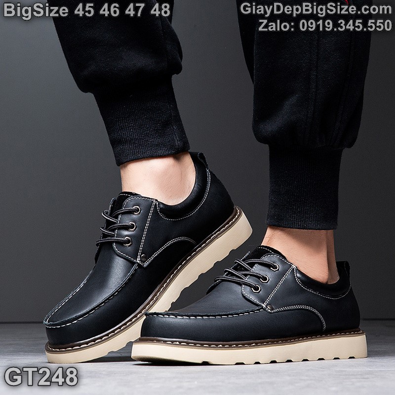 Giày da công sở, giày tây đế phẳng cỡ lớn 45 46 47 48 cho nam cao to chân ú bè. Big size leather shoes for wide feet