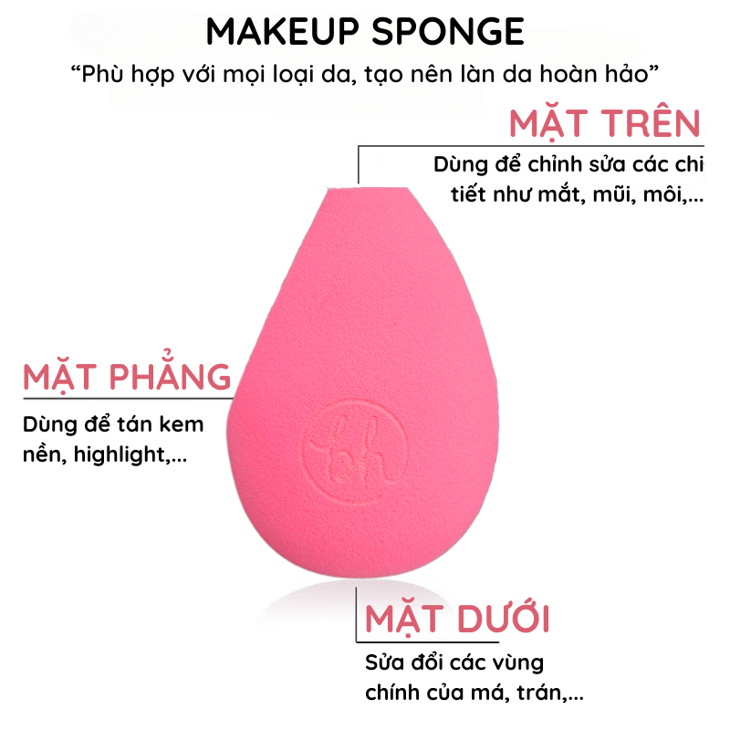 Mút đánh kem nền chuyên nghiệp mềm mại BH COSMETICS foundation blending beauty sponge (hồng)