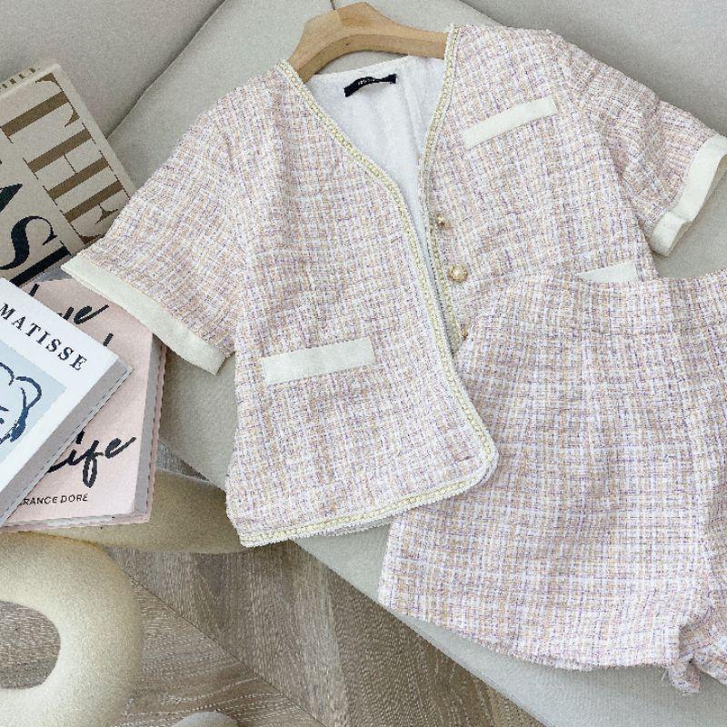 Set tweed áo và quần