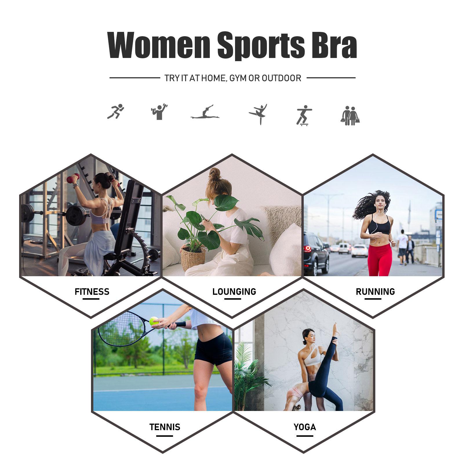 Áo ngực Thể thao cho nữ tập thể thao yoga, có Quai chéo Dây lưới Đệm áo Crop Tops