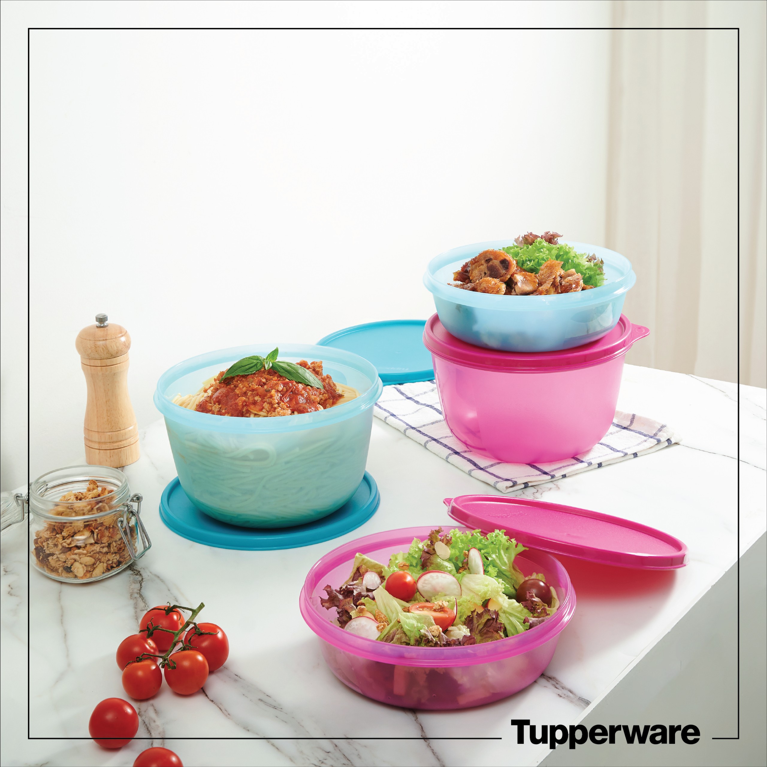 Bộ hộp bảo quản thực phẩm Modular Bowl Tupperware 1L, 2L