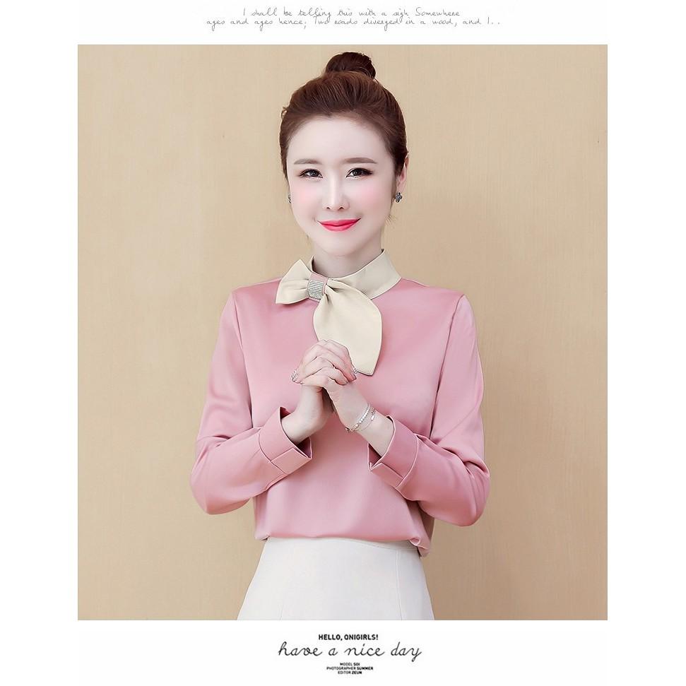 ÁO SƠ MI PHỐI NƠ CỔ XINH XẮN CÓ 2 MÀU