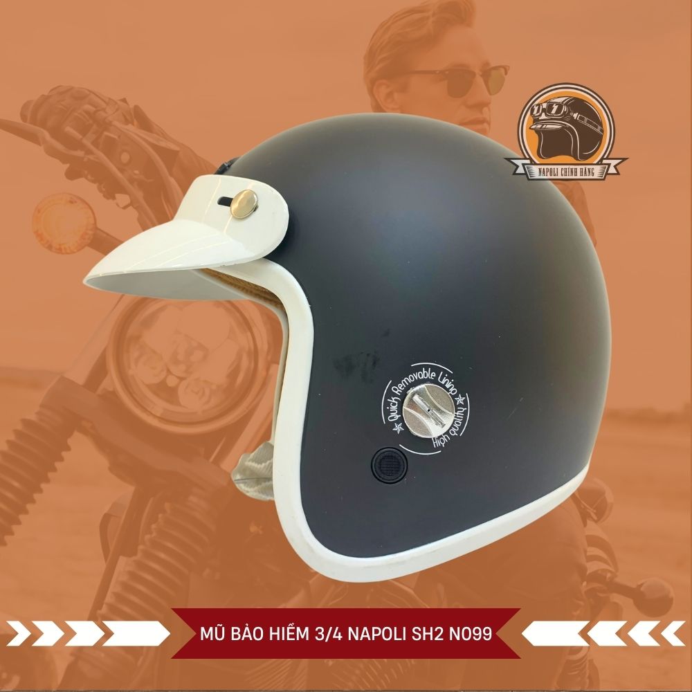 Mũ Bảo Hiểm 3/4 Napoli [CHÍNH HÃNG] [FREESHIP] - Nón Bảo Hiểm Napoli SH2 N099 - Viền Nhựa - Đủ Màu