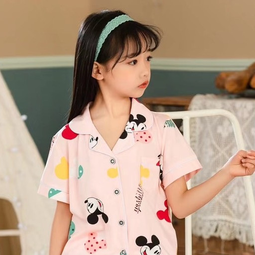 Bộ Pijama cộc tay hình mickey xuất Hàn bé gái 2-14 tuổi