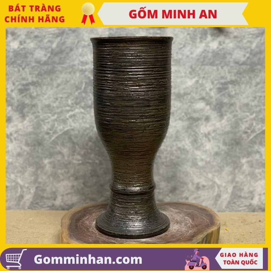 Bình Hoa Lọ Hoa Dáng Cao Gầy Men Mộc Vẽ Hoa Văn - Gốm Sứ Bát Tràng- Gốm Minh An- Lọ Hoa Đẹp