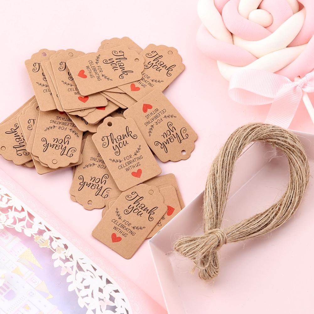 Set 100 thẻ in chữ Thank You có dây 20m tiện dụng