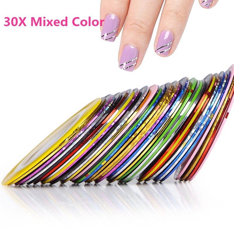 Băng keo dán móng lấp lánh 30 màu - sticker trang trí móng nail art N30