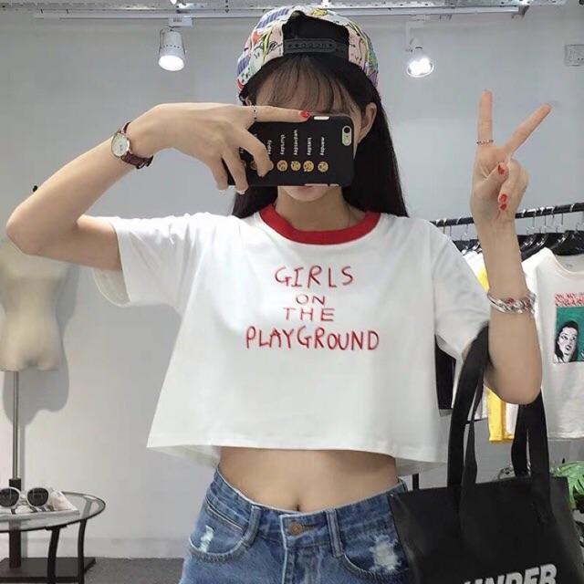 Áo thun tay ngắn croptop nữ