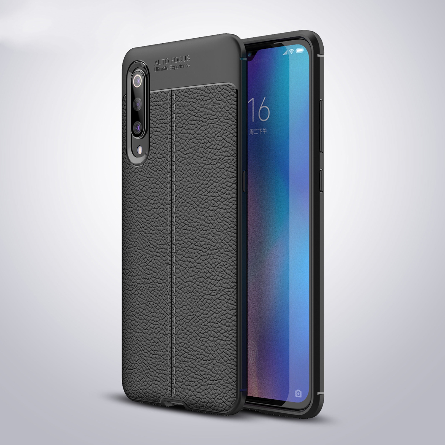Ốp lưng Silicon Auto Focus giả da, chống sốc dành cho Xiaomi Mi 9 - Hàng Chính Hãng