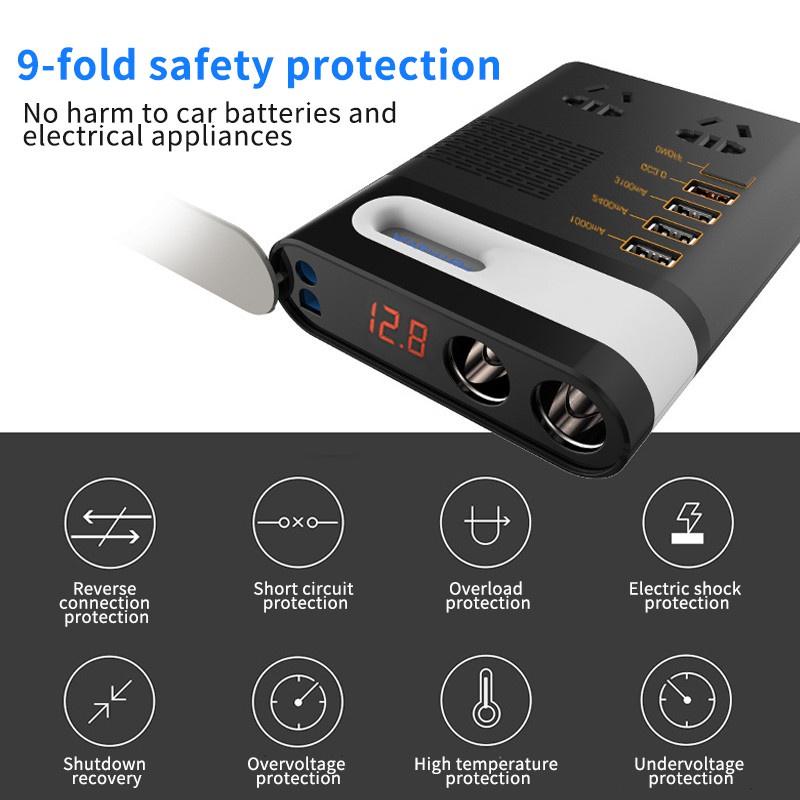 Ổ cắm chuyển đổi 12V sang 220V 24V đa năng cho xe hơi