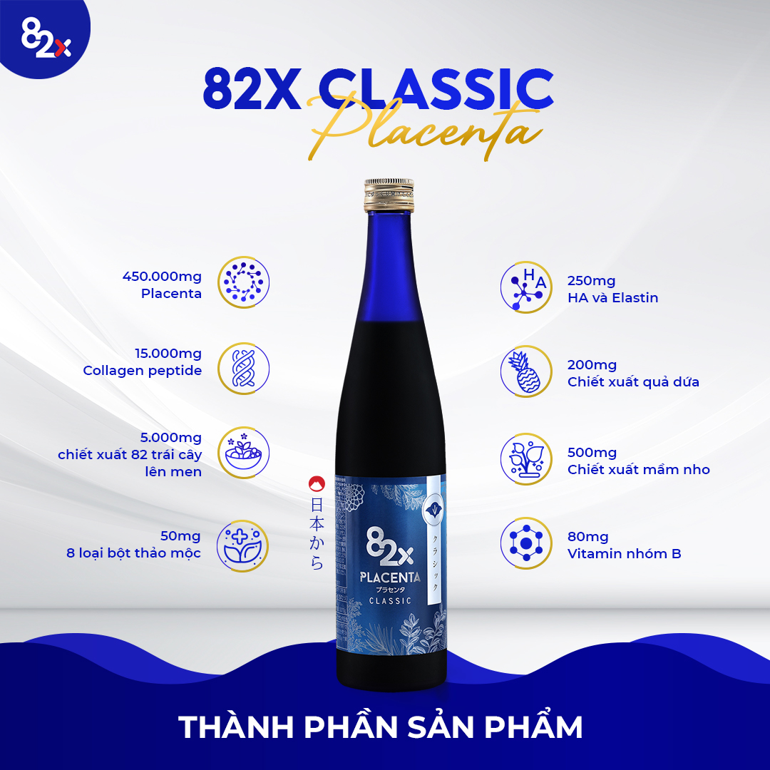 82X Liệu Trình Sáng Hồng Rạng Rỡ Placenta Koharu, Placenta Classic, Collagen Classic