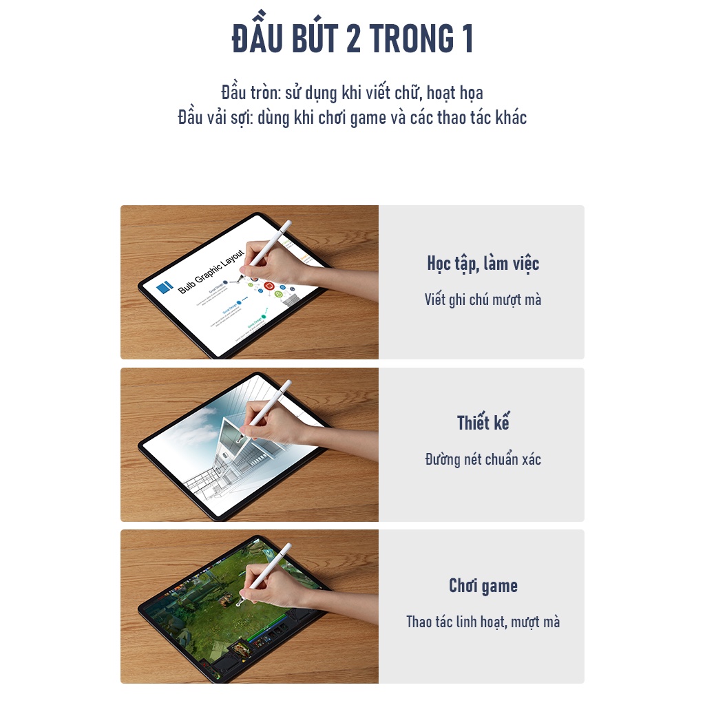 Bút Cảm Ứng ROBOT RSP01 Thiết Kế 2 Trong 1 Dùng Cho Điện Thoại và Máy Tính Bảng - Hàng Chính Hãng