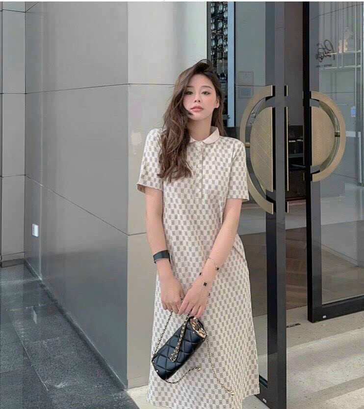 ĐẦM SUÔNG THUN HỌA TIẾT CỔ BẺ
