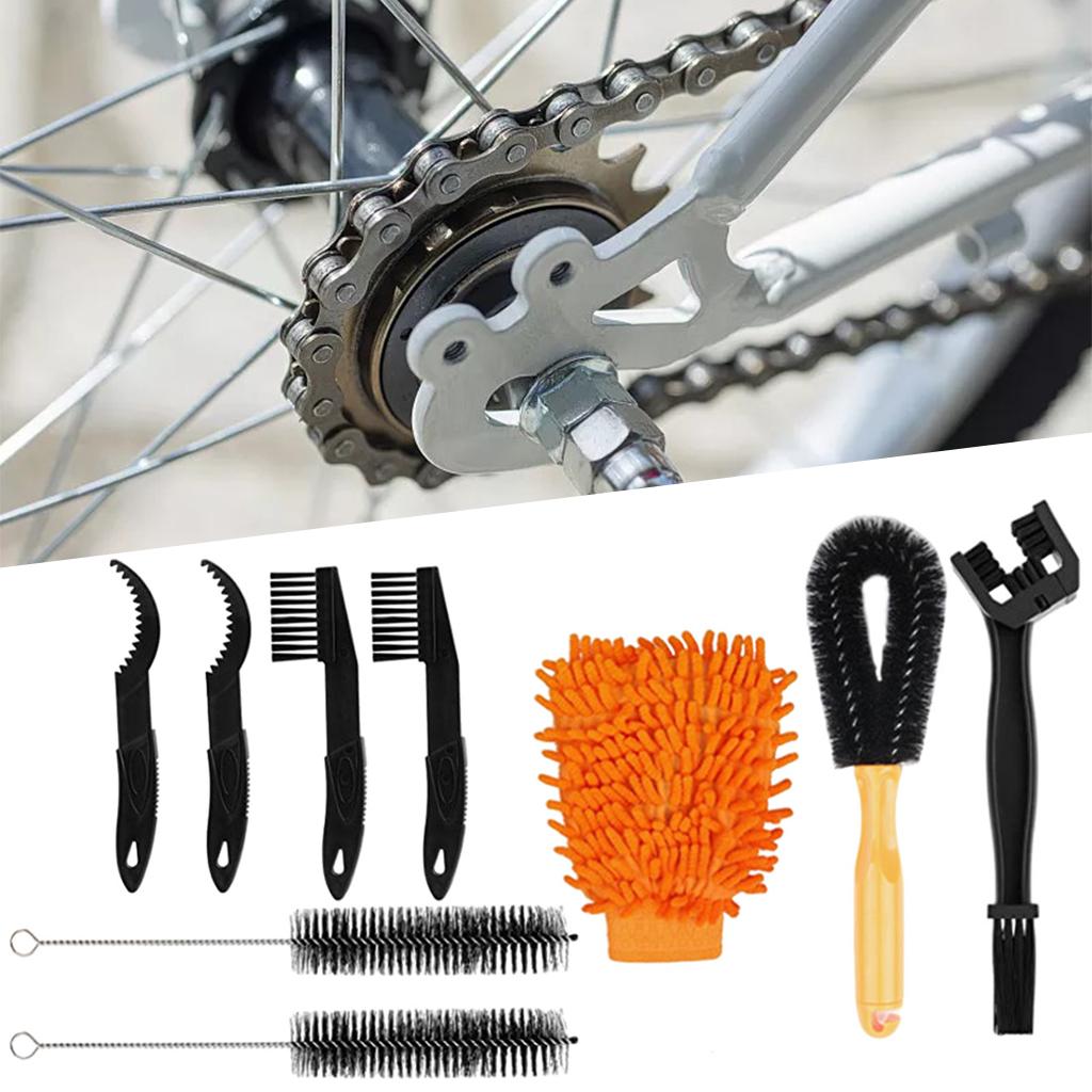 Bike Cleaning Kit, Bicycle Cleaning Brush Tool, Bike Chain Cleaner, Cycling Brush Set, Suitable for Crank/Tire,Mountain Bike, Road Bike, Folding Bike