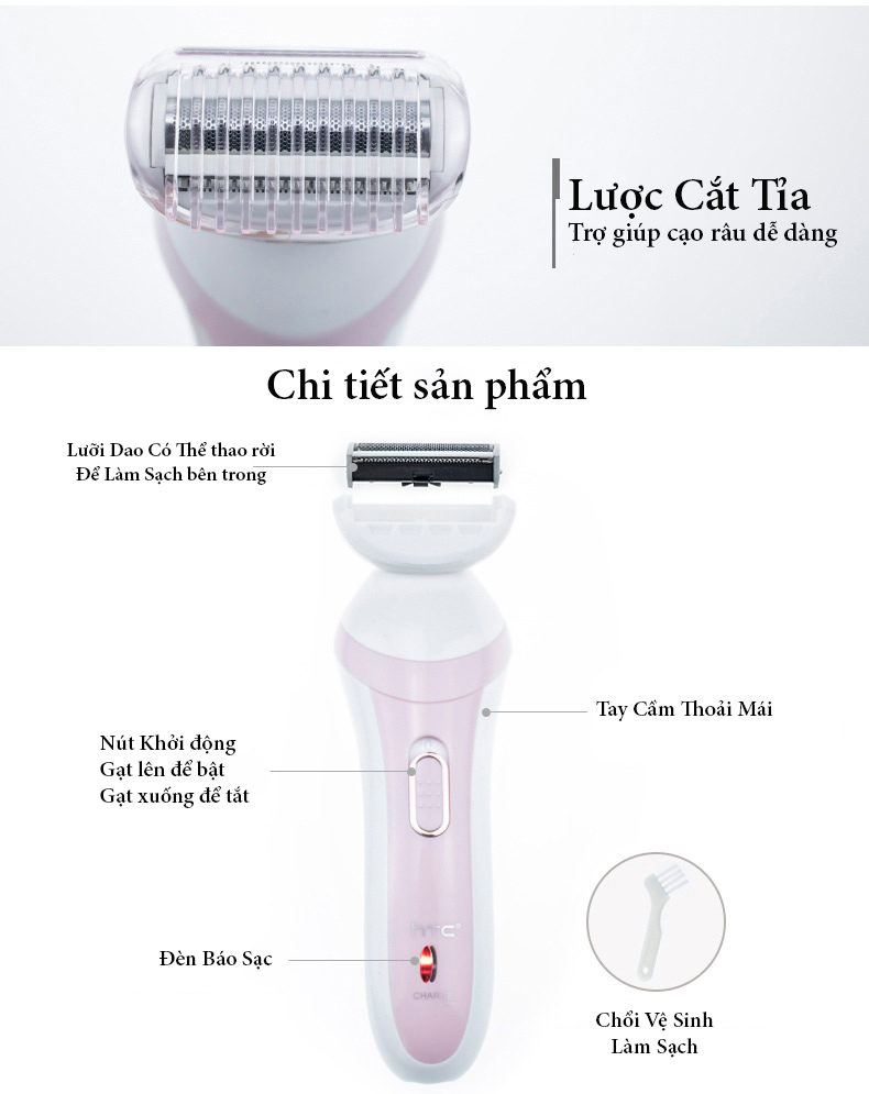 Máy Tỉa Lông Đa Năng 4 In 1 Cạo Lông Mày, VùngK ín, Mặt ,Nách, Chân, Tay, Tỉa Lông Mũi - Hàng Chính Hãng