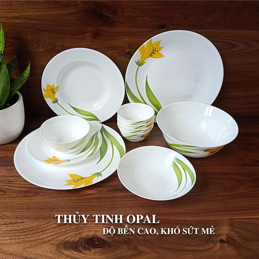 Bộ chén đĩa thủy tinh chịu nhiệt 10 món CANARY ARCH - Diva LaOpala Ivory - Hàng Chính Hãng