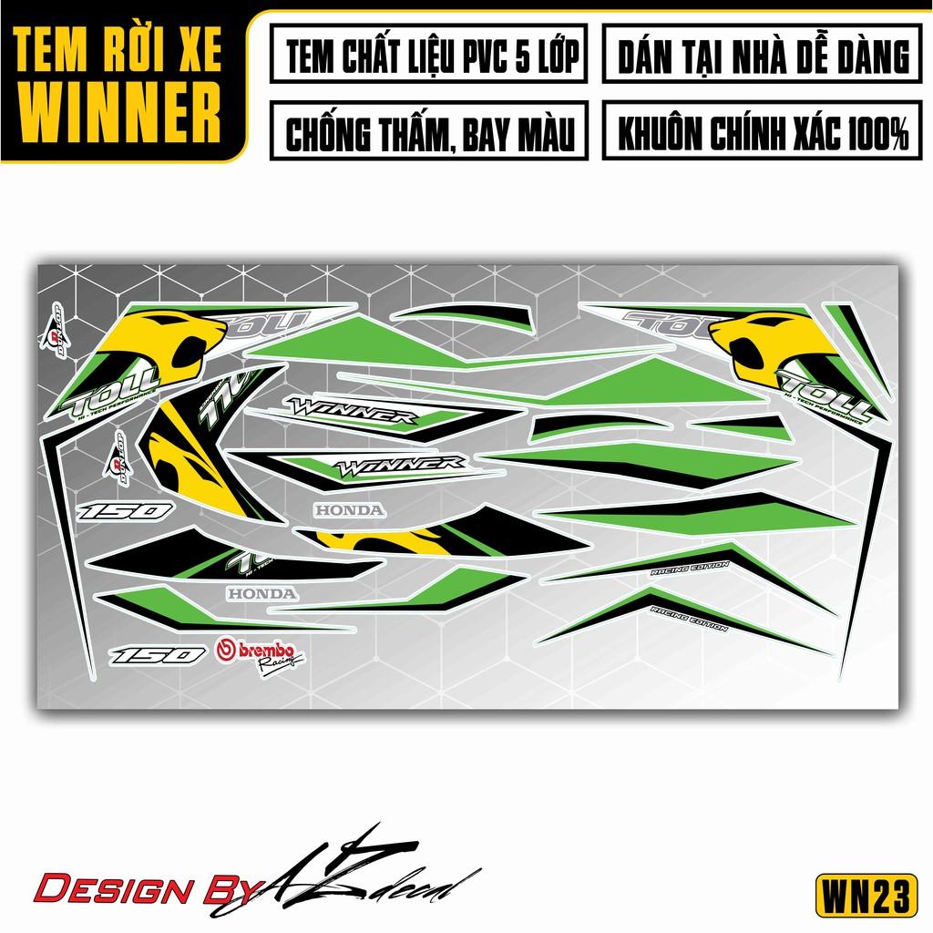Tem Rời Dán Xe Winner V1 / 150 Mẫu Toll | WN23 | Decal Chế Xe Máy Chất Liệu PVC Cao Cấp - Xanh Lá Đen