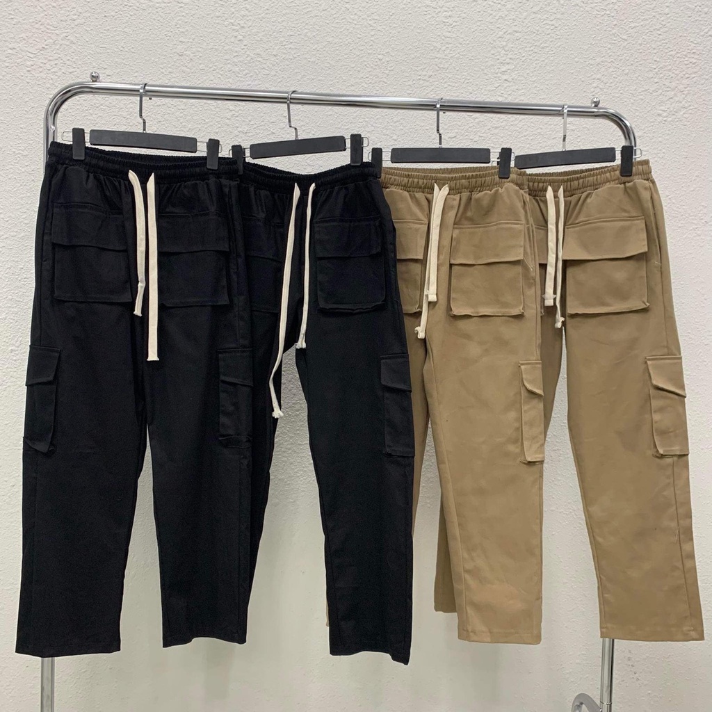 Quần kaki túi hộp nam nữ unisex , Hiphop ống rộng xuông dài, quần cargo pants trơn thời trang street wear