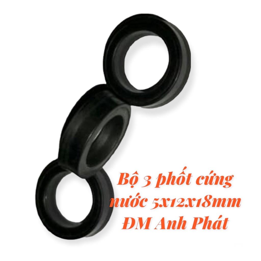 Bộ 3 phốt nước cứng loại 5x12x18mm máy xịt rửa xe áp lực , PHOTNUOC1218NC