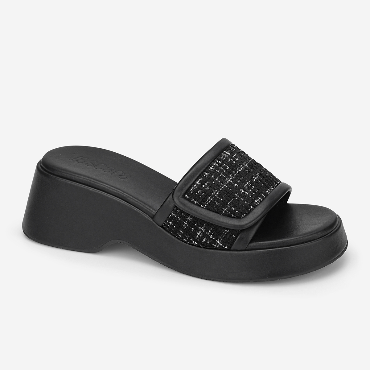 Vascara Dép Chunky Flatform Phối Vải Tweed - GXG 0059